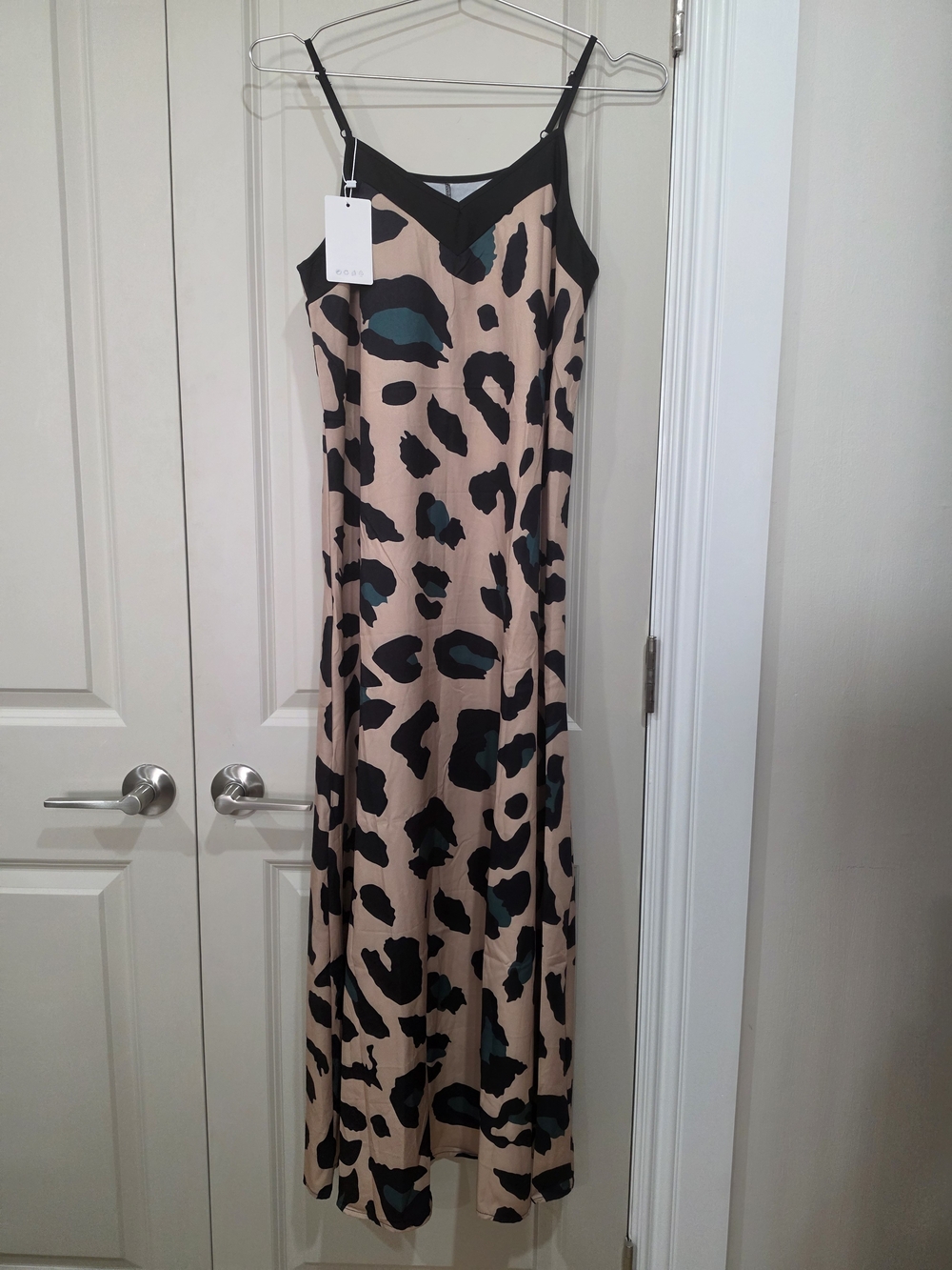 Maxi Dress with Black and Teal Animal Print S NWT